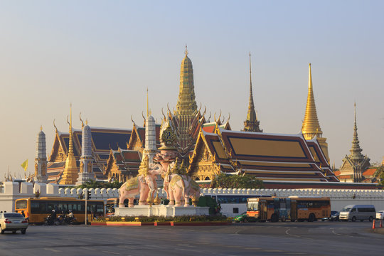 Traffic outside The grand palace (Wat Pra Kaew) bangkok , Thailand