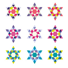 Ornamental mosaic logo template set symbols icons
