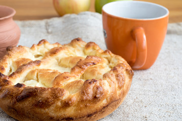 Cheesecake on natural burlap