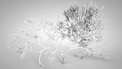 3D illustration of metal ornate plant
