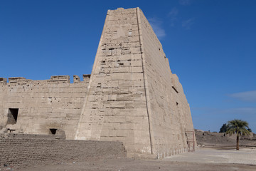 Mortuary Temple of Ramses 3 in Medinet Habu. Ancient Egypt.