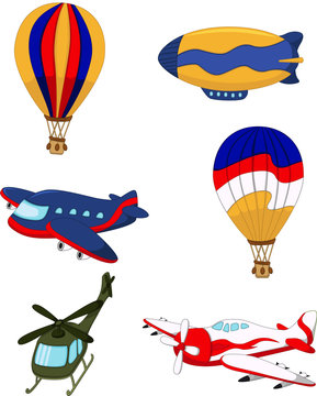 air transportation set cartoon