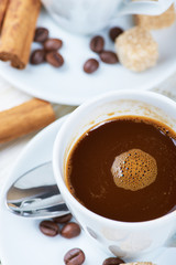 Coffee cup with brown sugar and cinammon