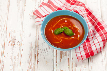 Tomato soup and basil