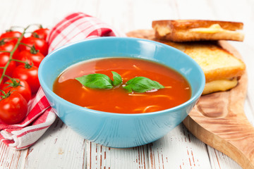 Tomato soup and basil