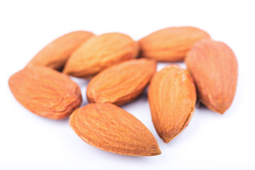 almonds on the white background, isolated
