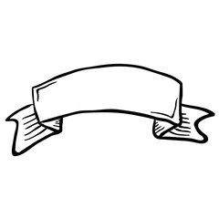 black and white cartoon tattoo scroll banner