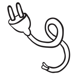 black and white electrical plug cartoon