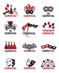 set of twelve various carnival logos 