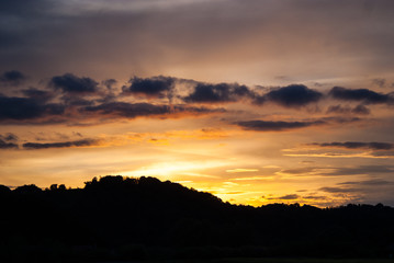 Sunset over hills