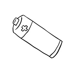 black and white freehand drawn cartoon battery