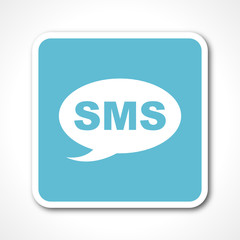 blue flat design sms vector icon