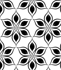 Vector pattern. Monochrome ornament with abstract flower.