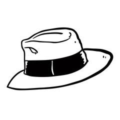 black and white freehand drawn cartoon hat