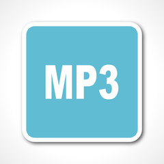 blue flat design mp3 vector icon