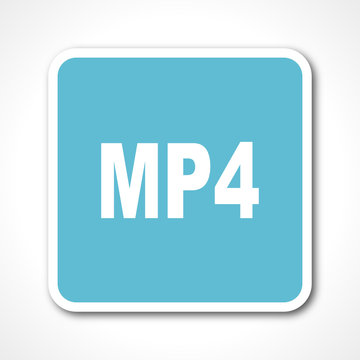 blue flat design mp4 vector icon