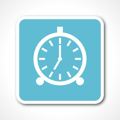 flat design alarm blue square web vector icon