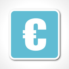 flat design euro blue square web vector icon