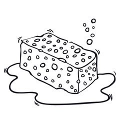 black and white freehand drawn cartoon sponge