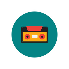 Vector icon on the white backgrounds in circles retro music cassette