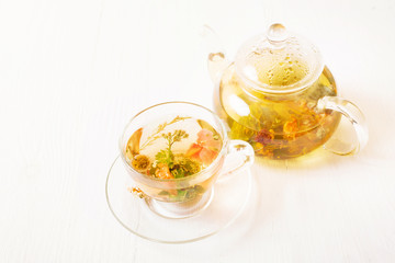 Teapot and cup with tea