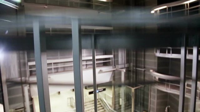  
BADALONA, SPAIN - FEBRUARY 28, 2016:  Elevator in motion at  metro station Llefia  
