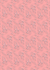Pink background with white  seamless  vintage   ornament 
