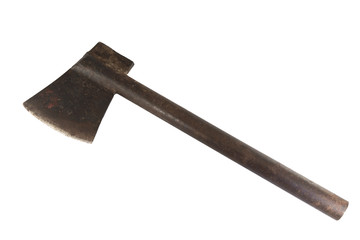 Axe / Old and dirty axe on white background.