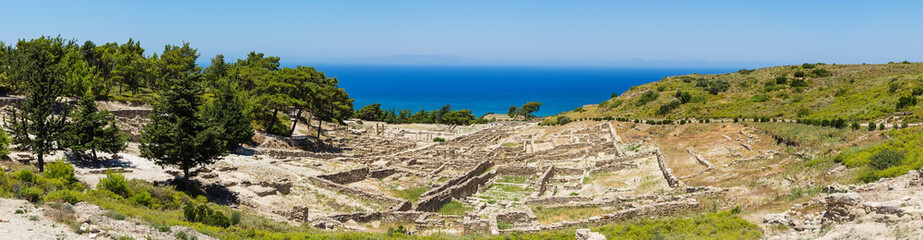 Fototapeta na wymiar panorama of the ruins of the ancient city Kamiros Greece sunny summer