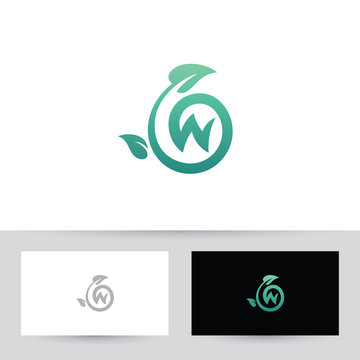 Leaf And W Letter Logo