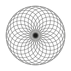 Monochrome elegant pattern. Black and white geometric circular pattern.