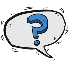 question mark in cartoon speech bubble