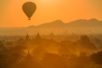 Early morning sunrise with altitude balloons at the group of anc