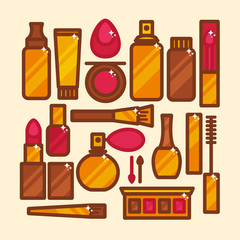 Vector collection of women's cosmetics. Set of icons cosmetics in a flat style.