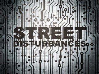 Politics concept: circuit board with Street Disturbances