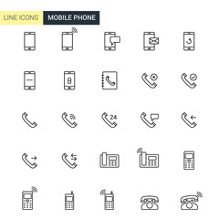 Vector set mobile phone line icons