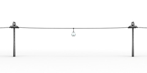Cable car isolated on white background. 3d rendering.
