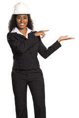 Brazilian architect holding or pointing your product.