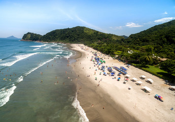 Aerial View of Camburi Beach, Sao Sebastiao, Sao Paulo, Brazil