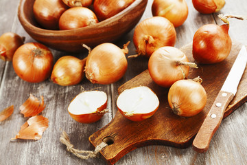 Few onions on the table