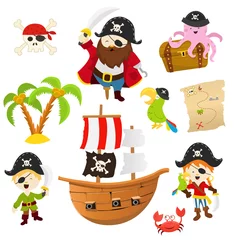 Muurstickers Piraten Piratenset