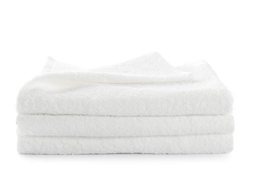 Stack Of White Towels Isolated