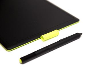 Closeup of modern graphic tablet isolated on white background