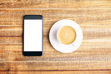 Obraz na płótnie Canvas Phone and coffee top