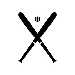 Crossed baseball bats with ball icon. Vector illustration