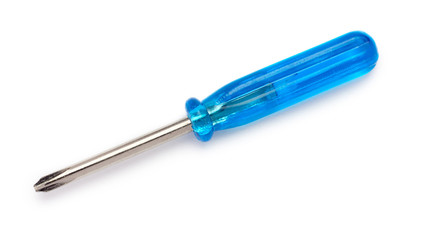 Blue Small Screwdriver Isolated White Background