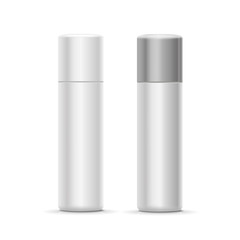 White and silver bottle spray cosmetic deodorant 