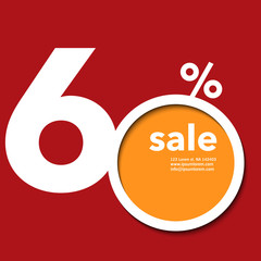 Modern template shop 60 % sale flyer or poster with paper cut ef