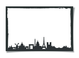 Obraz premium Grunge Photo Frame With Silhouette of Paris