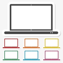 Multicolored paper stickers - Laptop Icon illustration